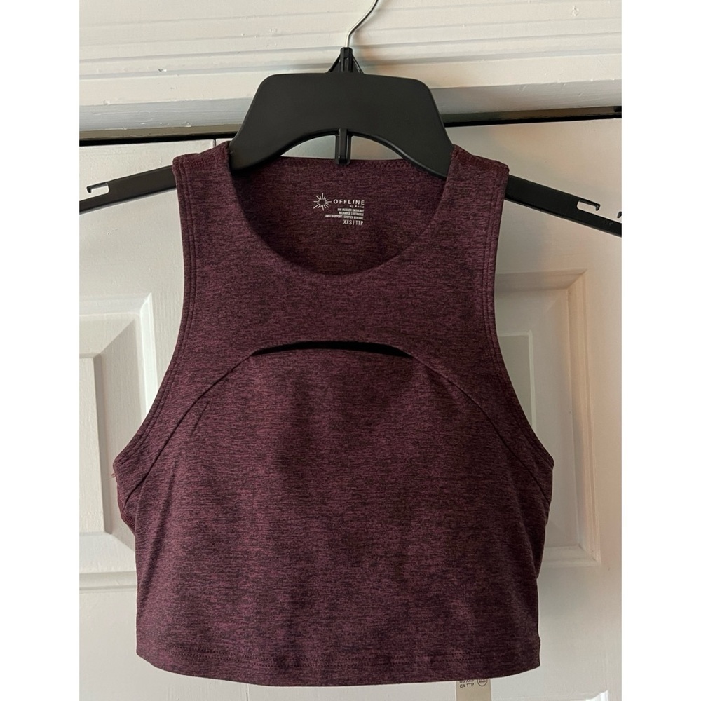 Offline by Aerie Heathered Purple "The Hugger" Sports Bra NWT XXS #1017